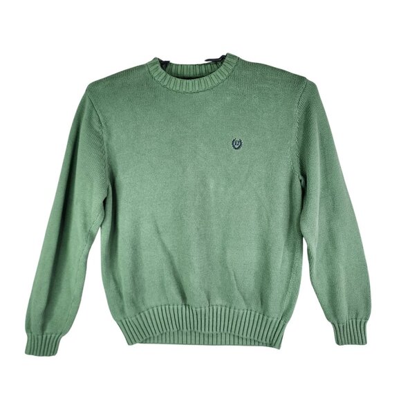 Mens Green Chaps Sweater Crew Neck Long Sleeve 100% Cotton Size XL - Picture 1 of 11